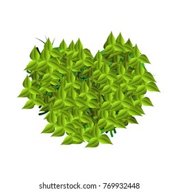 A bush with leaves and grass is depicted background is white.