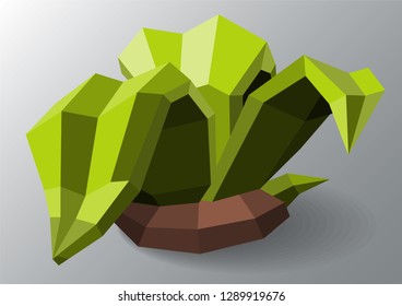 bush leaves isolated on a grey background. leaf in low poly style.