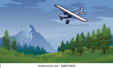 Bush Plane Flying In The Nature