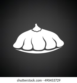 Bush pumpkin icon. Black background with white. Vector illustration.