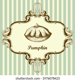 Bush Pumpkin Icon. Hand Drawn Sketch Design. Vector Illustration.