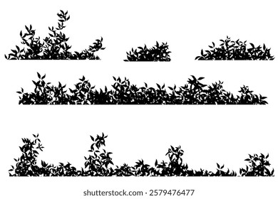 bush silhouette, black bushes set