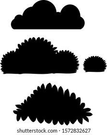 Bush silhouette vector set.simple black colour