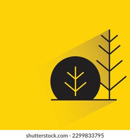 bush and tree with shadow on yellow background