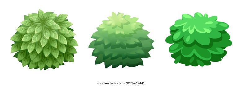 Bush Vector game template gui kit. Bush elements for build web and mobile games and apps. Vector cartoon gui template