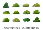 Bush vector illustration set, collection of bush cartoon flat design