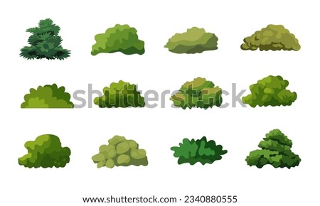 Bush vector illustration set, collection of bush cartoon flat design 商業照片 © 