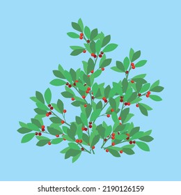 bush of wolfberries on a blue background