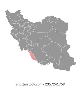 Bushehr province map, administrative division of Iran. Vector illustration.