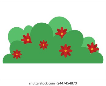 Bushes Grass with Flowers Illustration