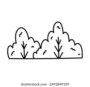 Arbustos aislados sobre un fondo blanco. Vector dibujado a mano ilustración en estilo doodle. Perfecto para tarjetas, decoraciones, logotipo, varios diseños.