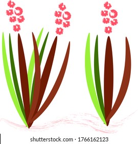 bushes with pink blooming flowers. isolated on a white background. vector.
