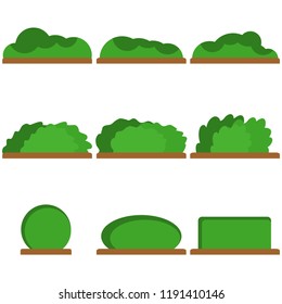 Bushes, a set of green bushes. Vector illustration of bushes.