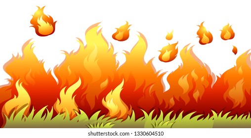 Eine Buschfeuerflamme auf weißem Hintergrund, Vektorgrafik