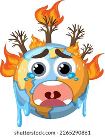 Bushfire on the globe isolated illustration