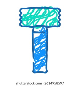 bushing hammer doodle icon sketch vector. bushing hammer sign. isolated symbol illustration