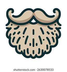bushy beard facial hair flat color vector illustration template design
