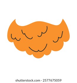 A bushy orange beard, a characteristic feature of a leprechaun, perfect for St. Patrick's Day designs. Vector illustration isolated on white.