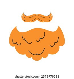 A bushy orange beard and matching mustache, a classic feature of a leprechaun, perfect for St. Patrick's Day designs.