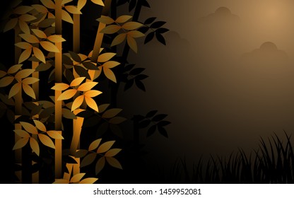 Bushy plants at night are foggy