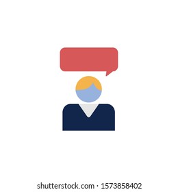 busienssman with speech bubbles flat style icons vector illustration design