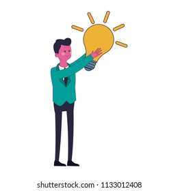 Busimessman with bulb symbol pop colors