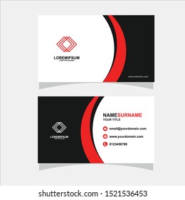 busines card simple red template vector