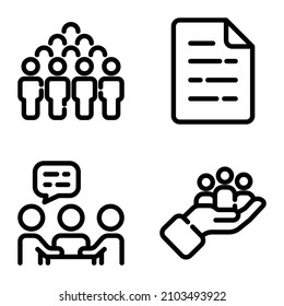 Busines Flat Icon Set Isolated On White Background