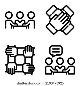Busines Flat Icon Set Isolated On White Background