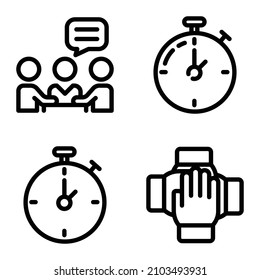 Busines Flat Icon Set Isolated On White Background