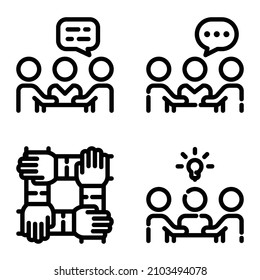 Busines Flat Icon Set Isolated On White Background