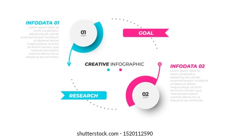 Busines infographic template. Visualization creative concept with 2 options, processes. Can be used for workflow diagram, info chart, presentations.