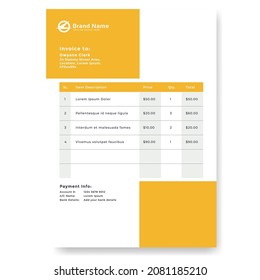 diseño de plantilla de factura de negocio amarillo