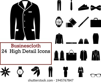 Businescloth Icon Set. Cute and Smooth Glyph Design. Fully editable vector illustration. Text expanded.