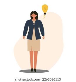 Businese women standing and got ideas illustration character.