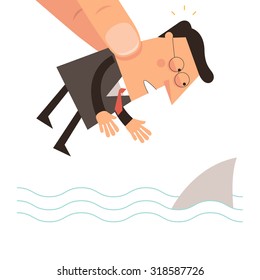 Businesman above ocean