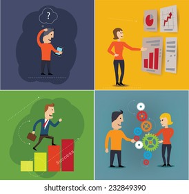  Businesman and busineswoman Flat design set vector.