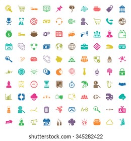 business 100 icons universal set for web and mobile 
