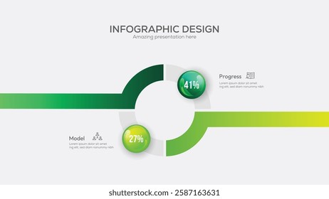 Business 2 option infographic presentation vector 3D colorful balls illustration. Creative concept with 2 steps. Can be used for workflow layout, diagram, banner, web design. Vector illustration