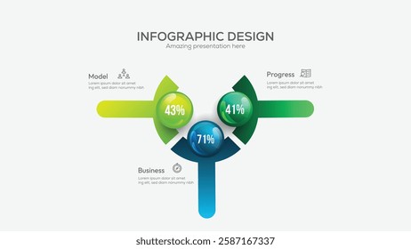 Business 2 option infographic presentation vector 3D colorful balls illustration. Creative concept with 2 steps. Can be used for workflow layout, diagram, banner, web design. Vector illustration