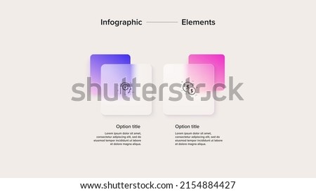 Business 2 step process chart infographic. Square corporate workflow graphic elements. Company flowchart presentation slide. Vector info graphic in isometric design.