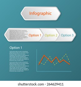 business 3 steps infographic timeline template - website concept with graph on blue background