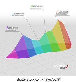 Business 3D diagram graph chart. Investment growth. Investment business. Investment management. Financial strategy concept.Vector