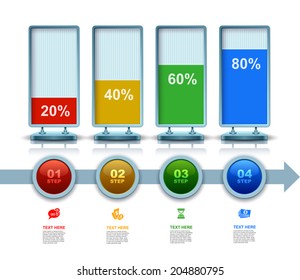 Business 3D digital Infographics, Modern construction, Square with information sectors under, Step up options, Vector illustration Eps 10