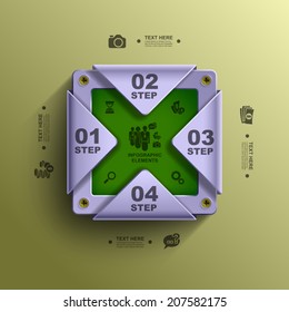Business 3D digital Infographics, Square with information sectors under, Step up options, Vector illustration Eps 10