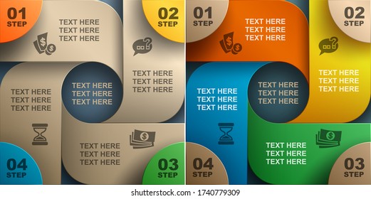 Business 3D digital Infographics, Vector web element design, Modern business Infographics banners, Square with information sectors under, Step up options, Vector illustration