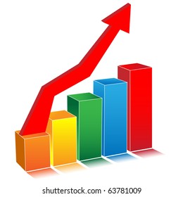 Business 3D graph with arrow