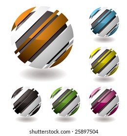 business 3d icons with shadown and six color variations