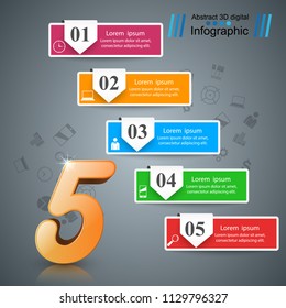 Business 3d Infographics origami style Vector illustration.