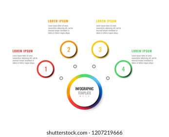 business 3d realistic infographic with four steps. modern infographic template with round elements for brochure, diagram, workflow, timeline, web design. vector eps10